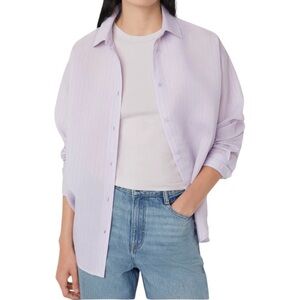 Frank And Oak The Textured Sheer Shirt Long Sleeve Button Front Medium Lilac NWT